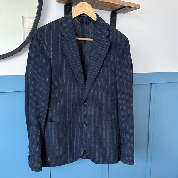 Scotch & Soda Other - Scotch & Soda Blazer Suit Jacket Medium Blue Striped Cotton Lightweight